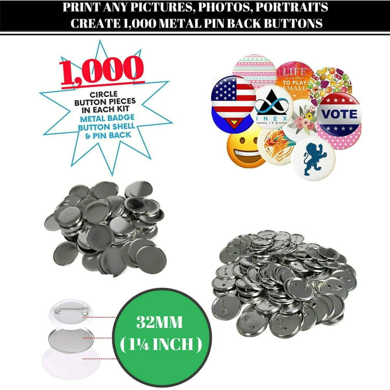 32mm Badge Maker Machine Making Pin Press1000pcs Button Parts Circle Cutter Kits